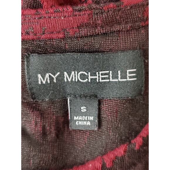 MY MICHELLE Women's Burgundy & Black Patterned Fit & Flare Dress Sz S - Picture 9 of 11